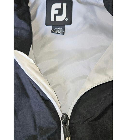 Footjoy FJ Half Zip Golf Jacket Nylon Windbreaker Black with White Men's Size L - Picture 3 of 9